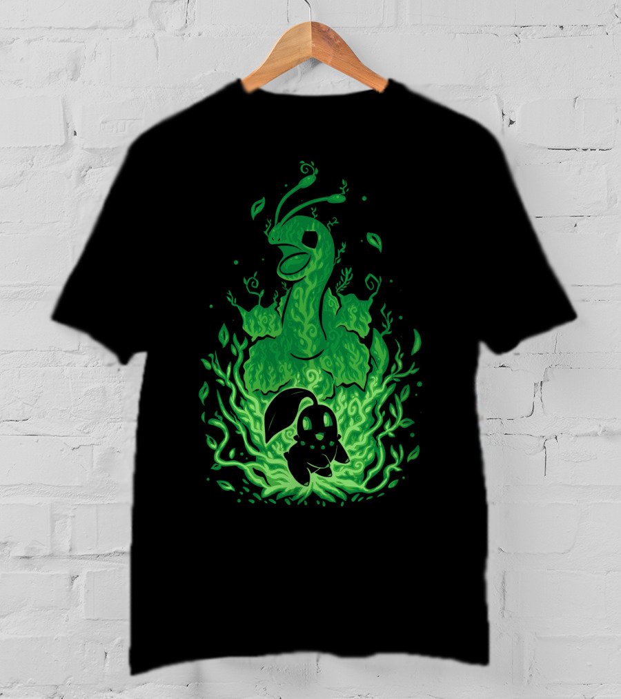 Evolution Pokemon Meganium Chikorita Glowing Green T-Shirt