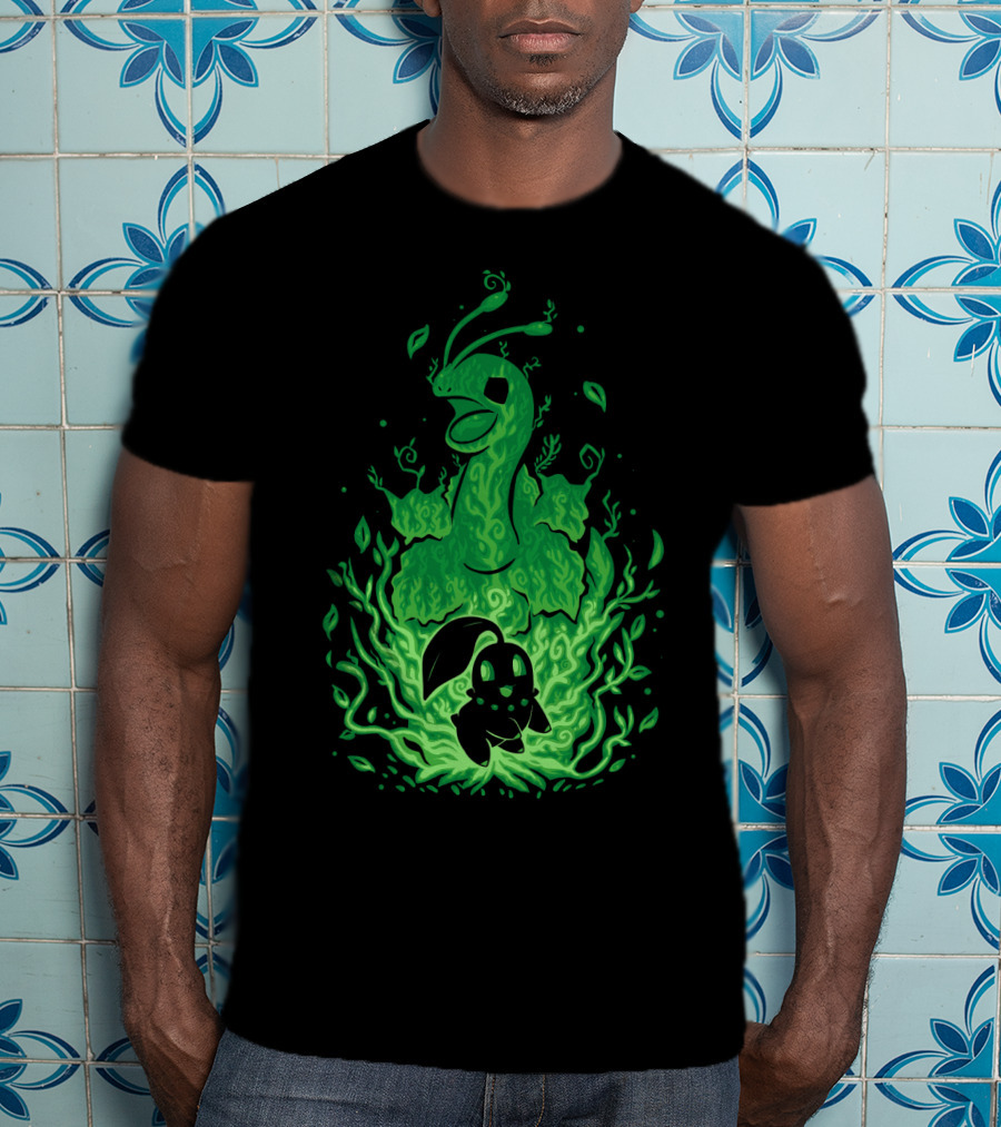 Evolution Pokemon Meganium Chikorita Glowing Green T-Shirt