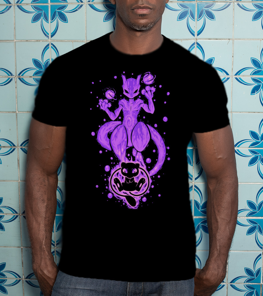 Evolution Pokemon Mewtwo Mew Kanto Legends T-Shirt