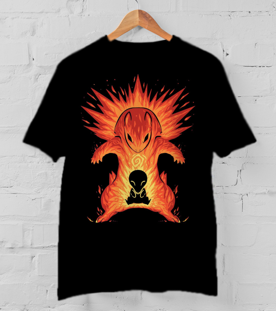Evolution Pokemon Cyndaquil Quilava Typhlosion Flame Power T-Shirt