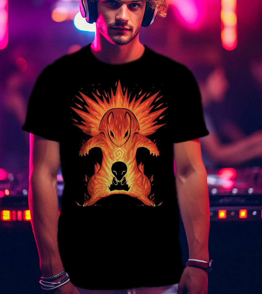 Evolution Pokemon Cyndaquil Quilava Typhlosion Flame Power T-Shirt