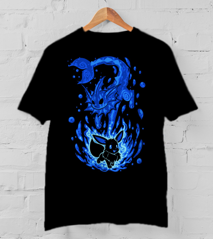 Evolution Pokemon Vaporeon Eevee Transformation Blue Watersplash T-Shirt