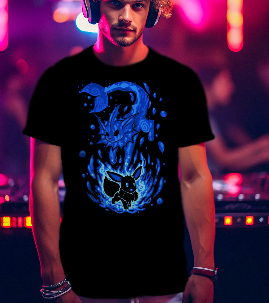 Evolution Pokemon Vaporeon Eevee Transformation Blue Watersplash T-Shirt