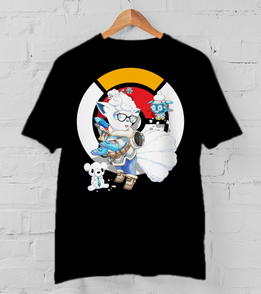 Pokemon X Overwatch Alolan Vulpix With Mei Winter T-Shirt