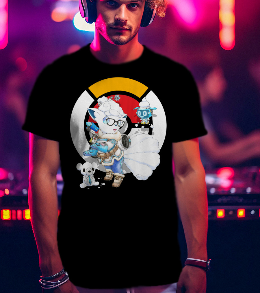 Pokemon X Overwatch Alolan Vulpix With Mei Winter T-Shirt