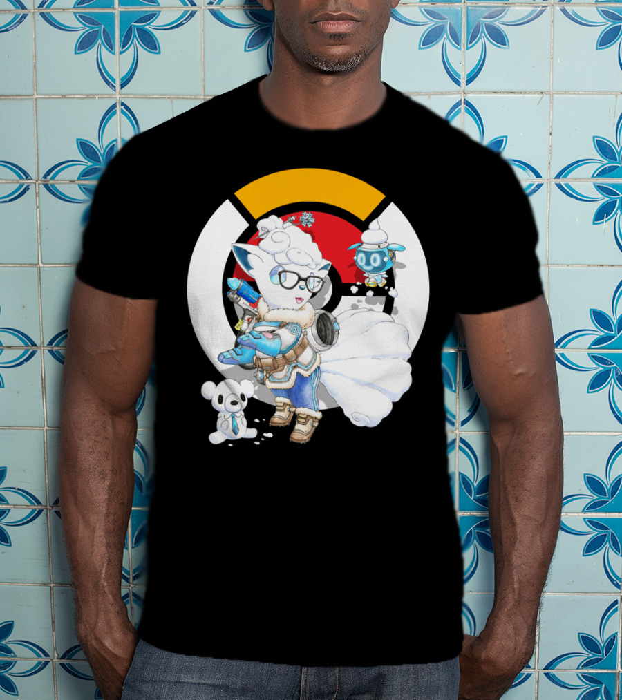 Pokemon X Overwatch Alolan Vulpix With Mei Winter T-Shirt