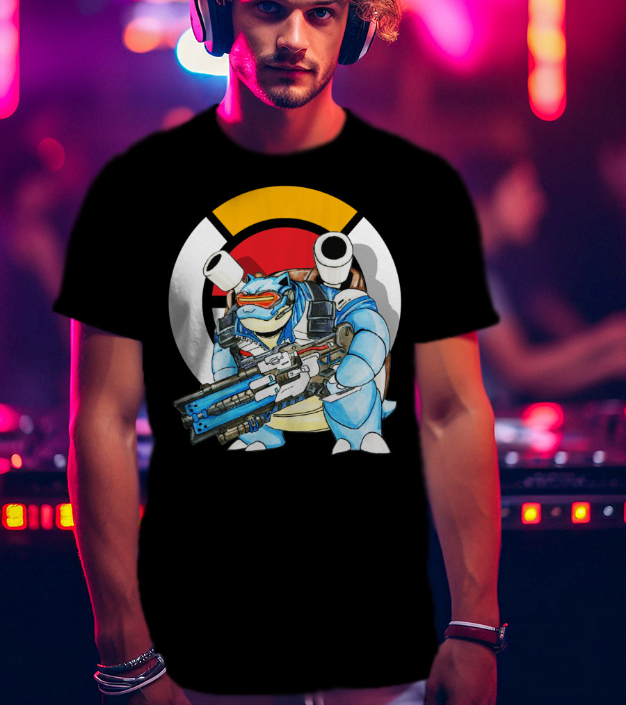 Pokemon X Blastoise X Soldier76 Crossover Fusion T-Shirt