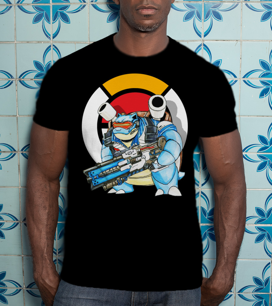 Pokemon X Blastoise X Soldier76 Crossover Fusion T-Shirt