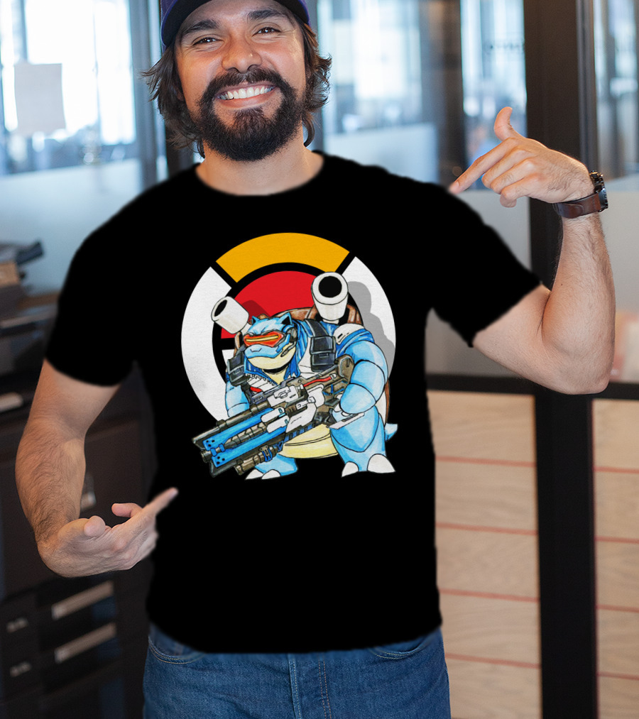 Pokemon X Blastoise X Soldier76 Crossover Fusion T-Shirt