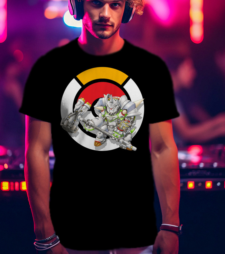 Pokemon X Overwatch Chesnaught Reinhardt Crossover Battle Armor T-Shirt