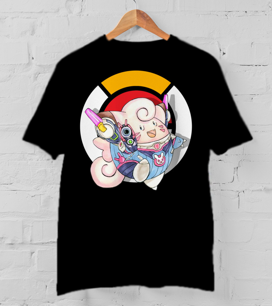 Pokemon Clefairy Overwatch D.va Crossover T-Shirt