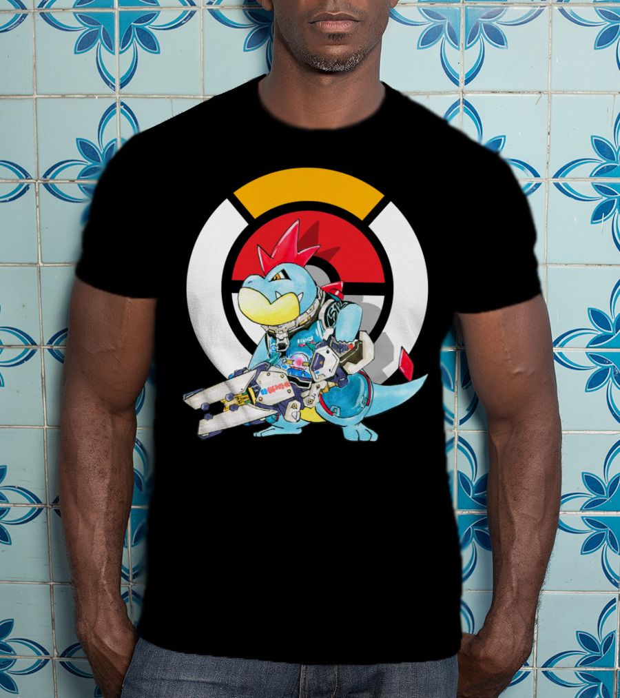 POKEMON CROCONAW ZARYA Crossover With Pokeball Background T-Shirt