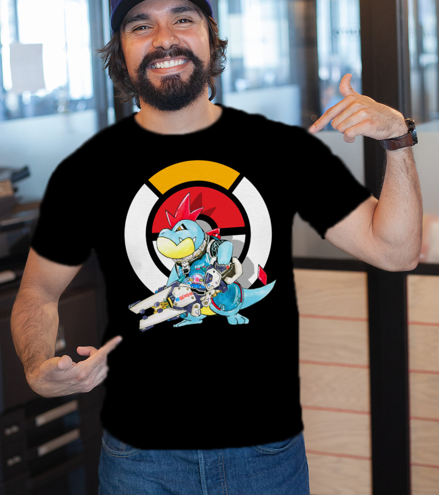 POKEMON CROCONAW ZARYA Crossover With Pokeball Background T-Shirt