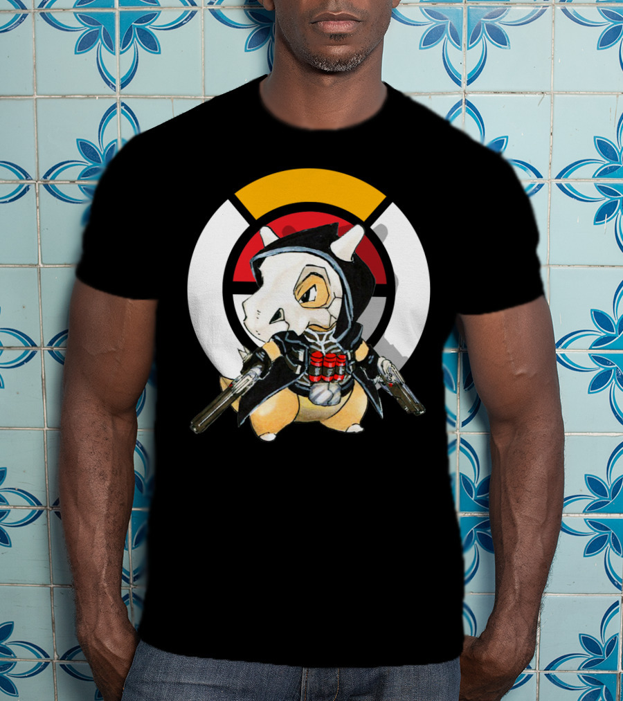 Pokemon X Over Cubone X Reaper Hood Dual Guns T-Shirt