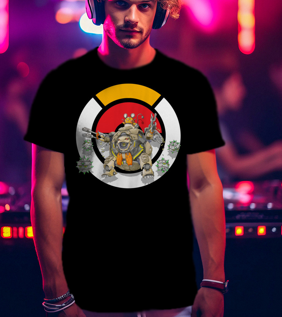 Pokemon X Over Dedenne X Hammond Logo Circle With Ferrothorn T-Shirt