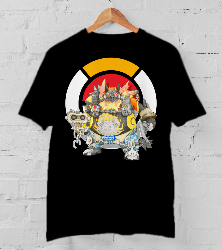 Pokemon X Overwatch Emboar Roadhog Mashup T-Shirt