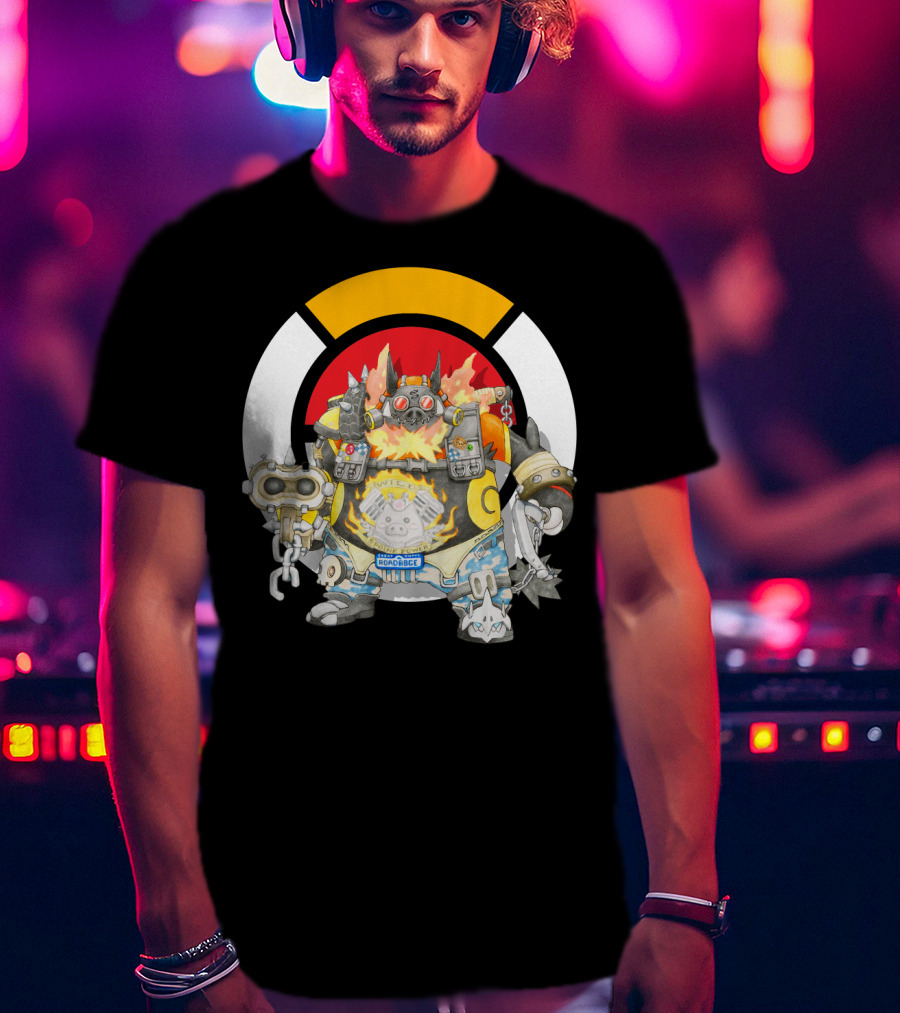 Pokemon X Overwatch Emboar Roadhog Mashup T-Shirt