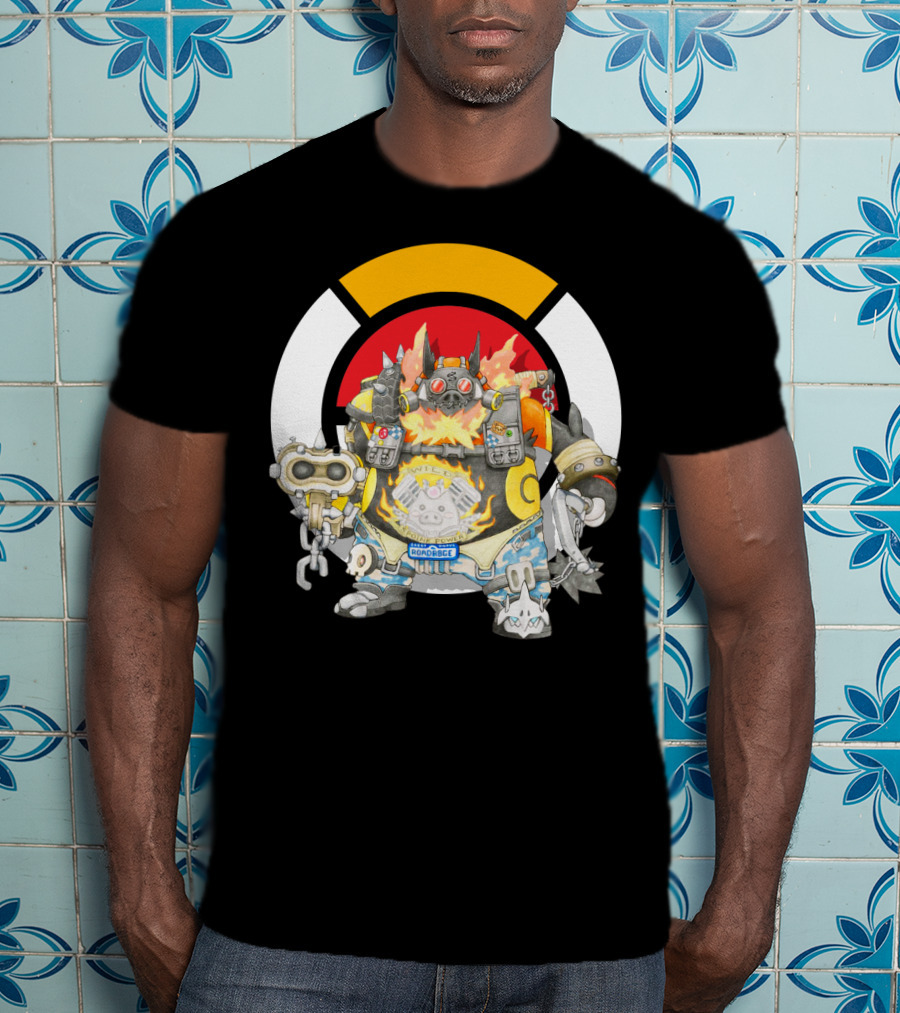 Pokemon X Overwatch Emboar Roadhog Mashup T-Shirt