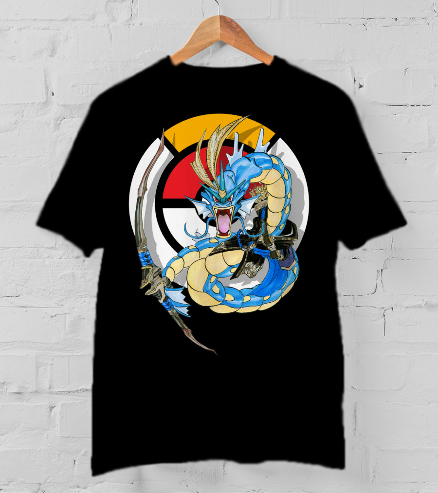 Pokemon Gyarados Hanzo Crossover Bow And Sword Mashup T-Shirt