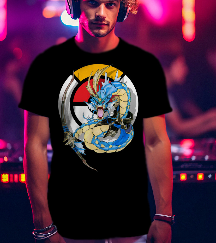 Pokemon Gyarados Hanzo Crossover Bow And Sword Mashup T-Shirt
