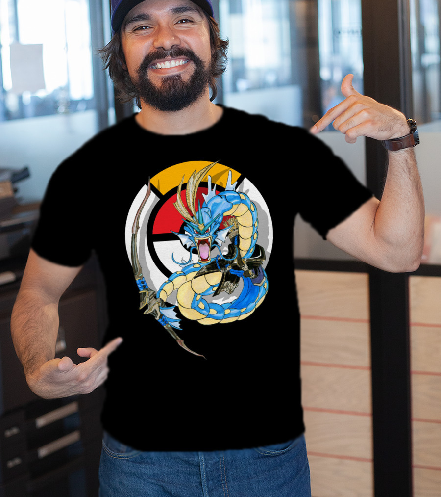 Pokemon Gyarados Hanzo Crossover Bow And Sword Mashup T-Shirt