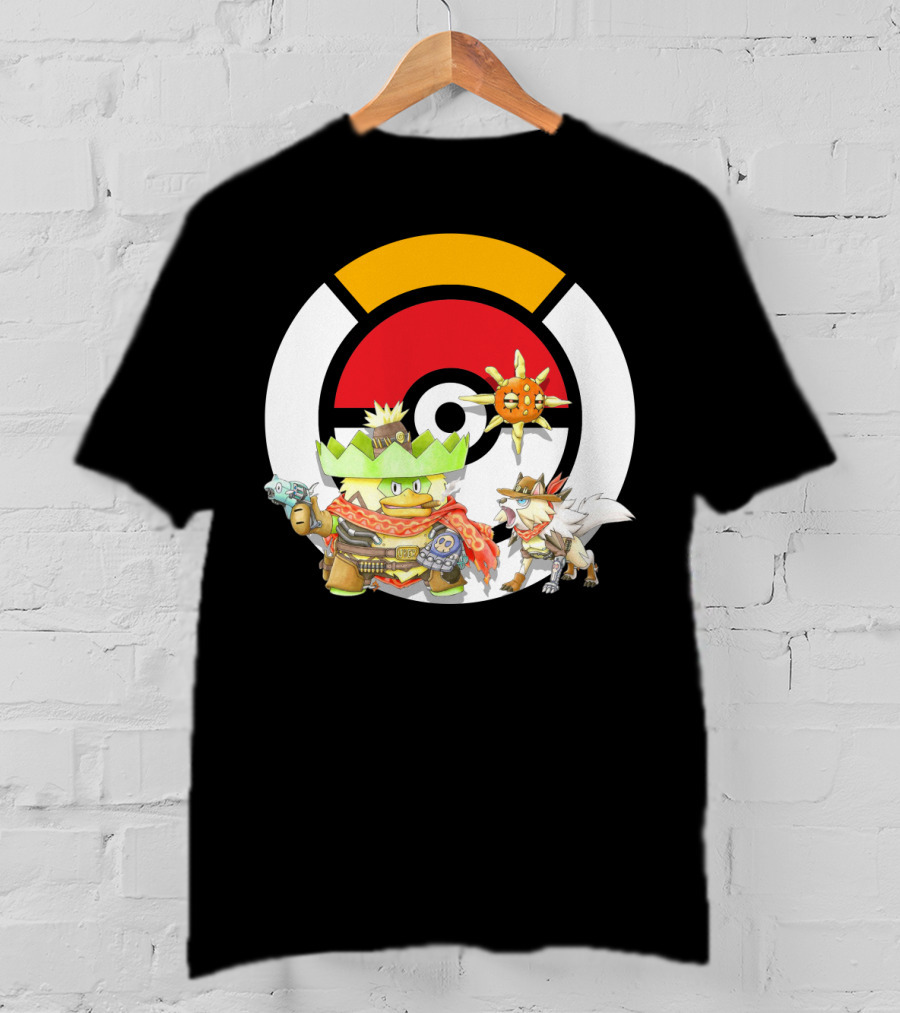 Pokemon X Overwatch Ludicolo Lycanroc Mccree Solrock Crossover T-Shirt
