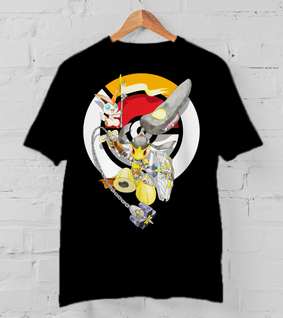 Pokemon Mawile Victini Fusion X Brigitte Crossover Battle Pose T-Shirt