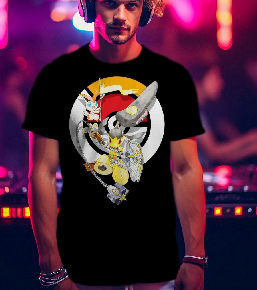 Pokemon Mawile Victini Fusion X Brigitte Crossover Battle Pose T-Shirt