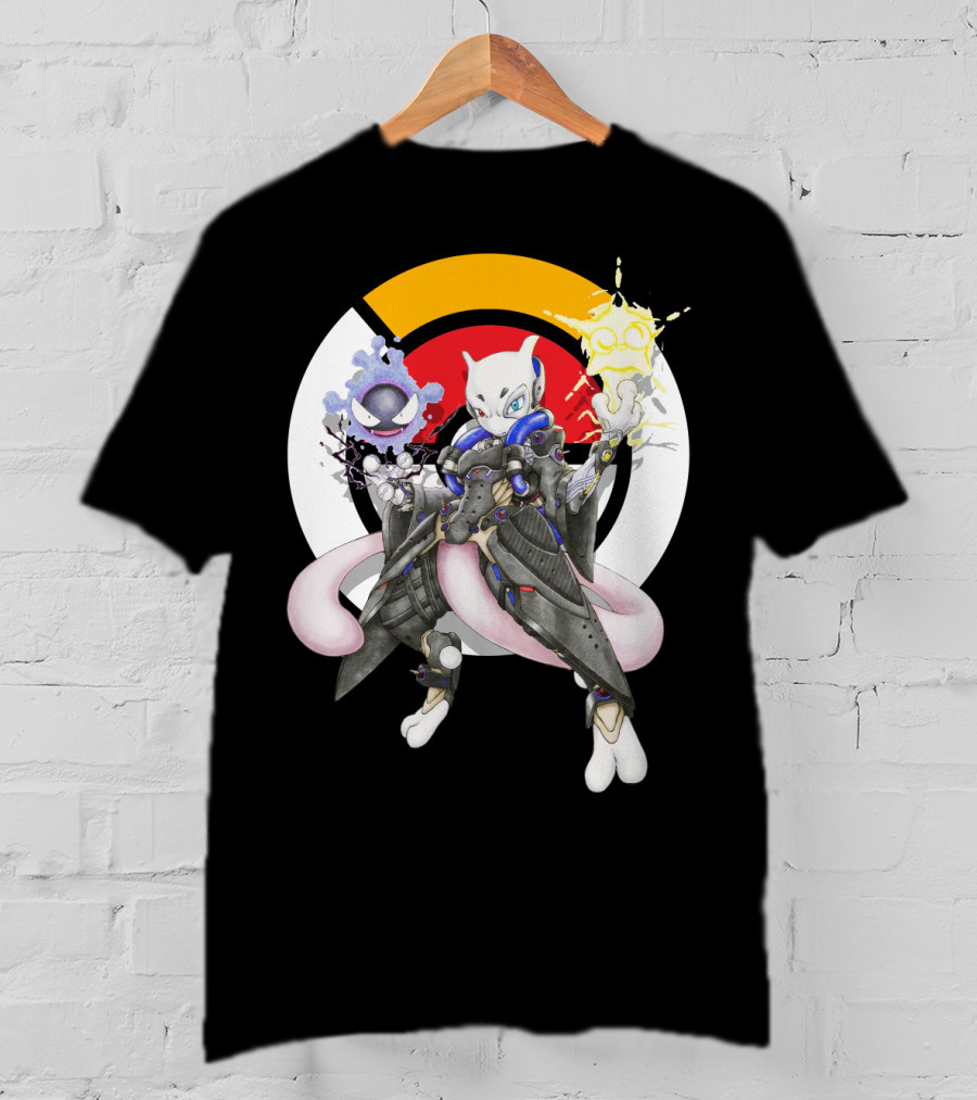 Pokemon Mewtwo X Moira Crossover With Overwatch Symbols And Gastly IN T-Shirt