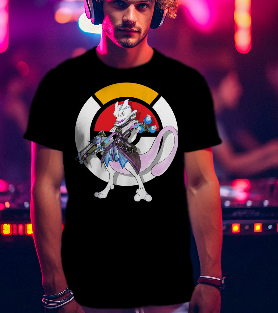 Pokemon X Overwatch Mewtwo X Sombra Icon Mashup T-Shirt