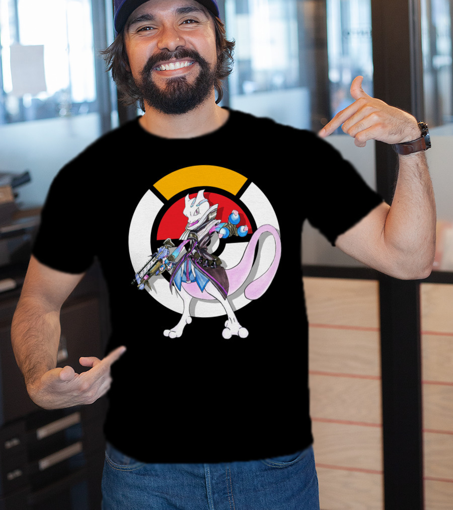 Pokemon X Overwatch Mewtwo X Sombra Icon Mashup T-Shirt