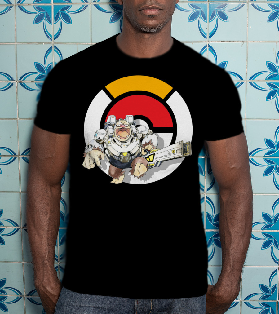 POKEMON X OVERWATCH SLAKING WINSTON Crossover T-Shirt