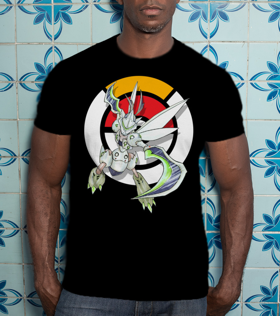 POKEMON X OVER SCYTHER X GENJI Logo Collaboration With Iconic Fusion Character T-Shirt