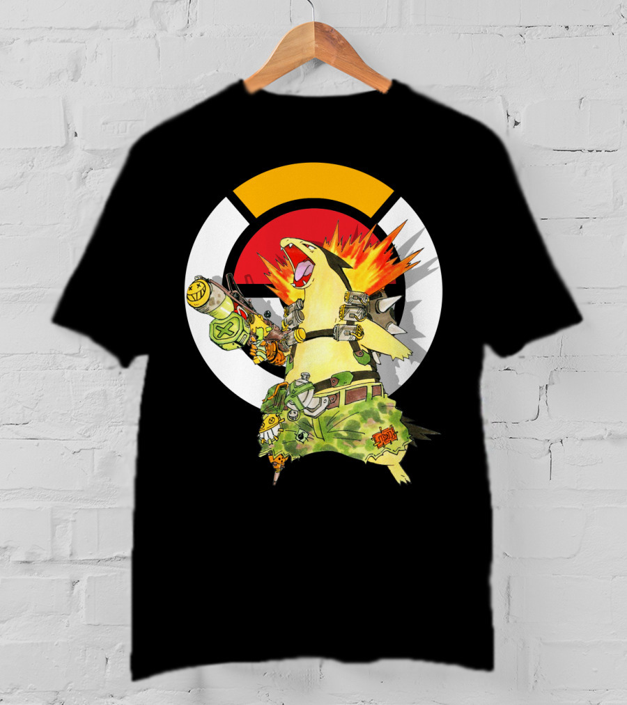 Pokemon Typhlosion Junkrat Crossover Symbol Background T-Shirt