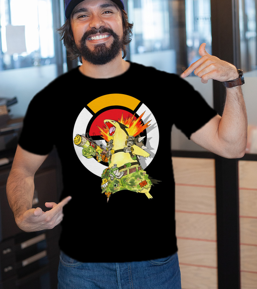 Pokemon Typhlosion Junkrat Crossover Symbol Background T-Shirt