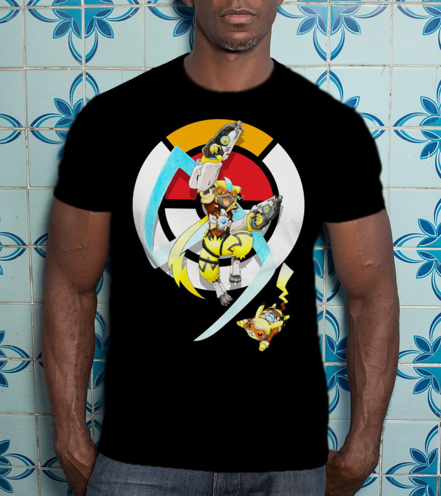 Pokemon X Zeraora X Pikachu Overwatch Style Battle T-Shirt