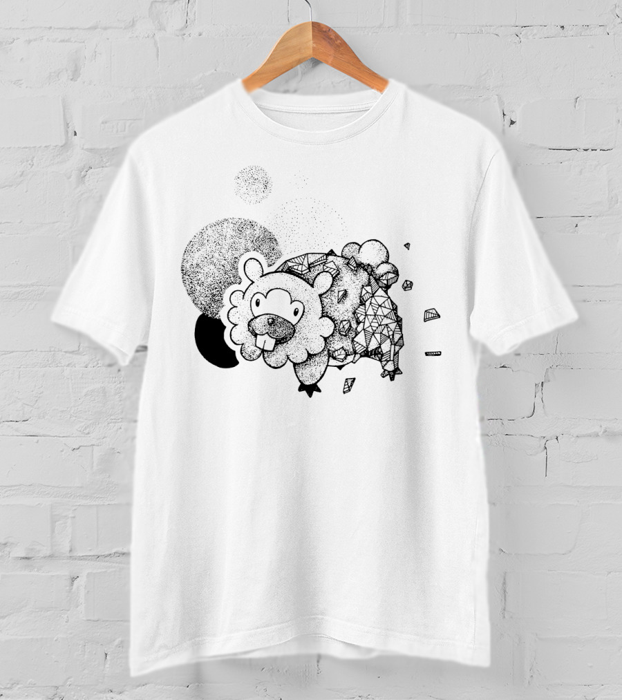Geometric Pokemon Bidoof Dotwork Triangle T-Shirt
