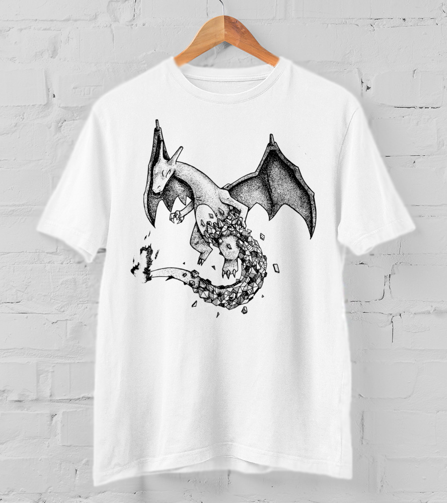 Geometric Charizard Pokemon Crystal Fragmented T-Shirt