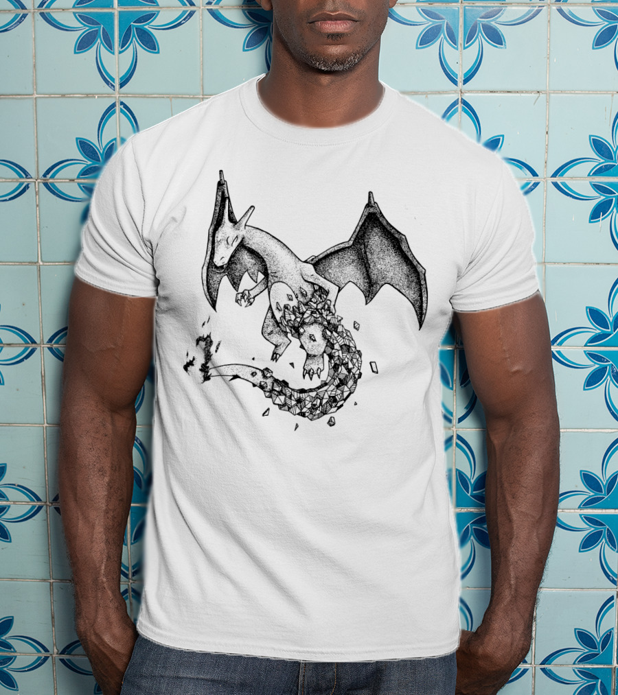 Geometric Charizard Pokemon Crystal Fragmented T-Shirt