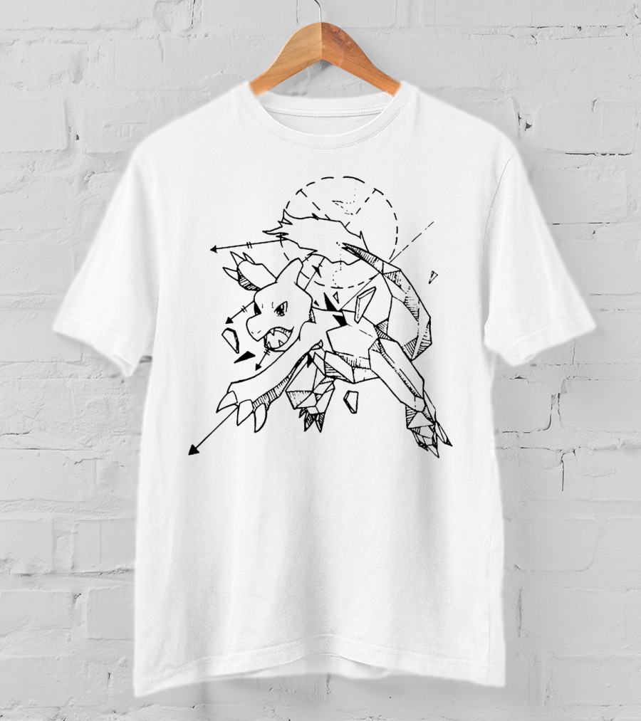 Geometric Charmeleon Pokemon Sketch T-Shirt