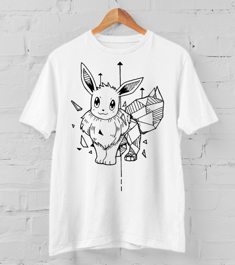 Geometric Style Eevee With Abstract Shapes And Lines T-Shirt