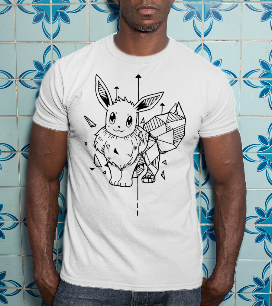 Geometric Style Eevee With Abstract Shapes And Lines T-Shirt
