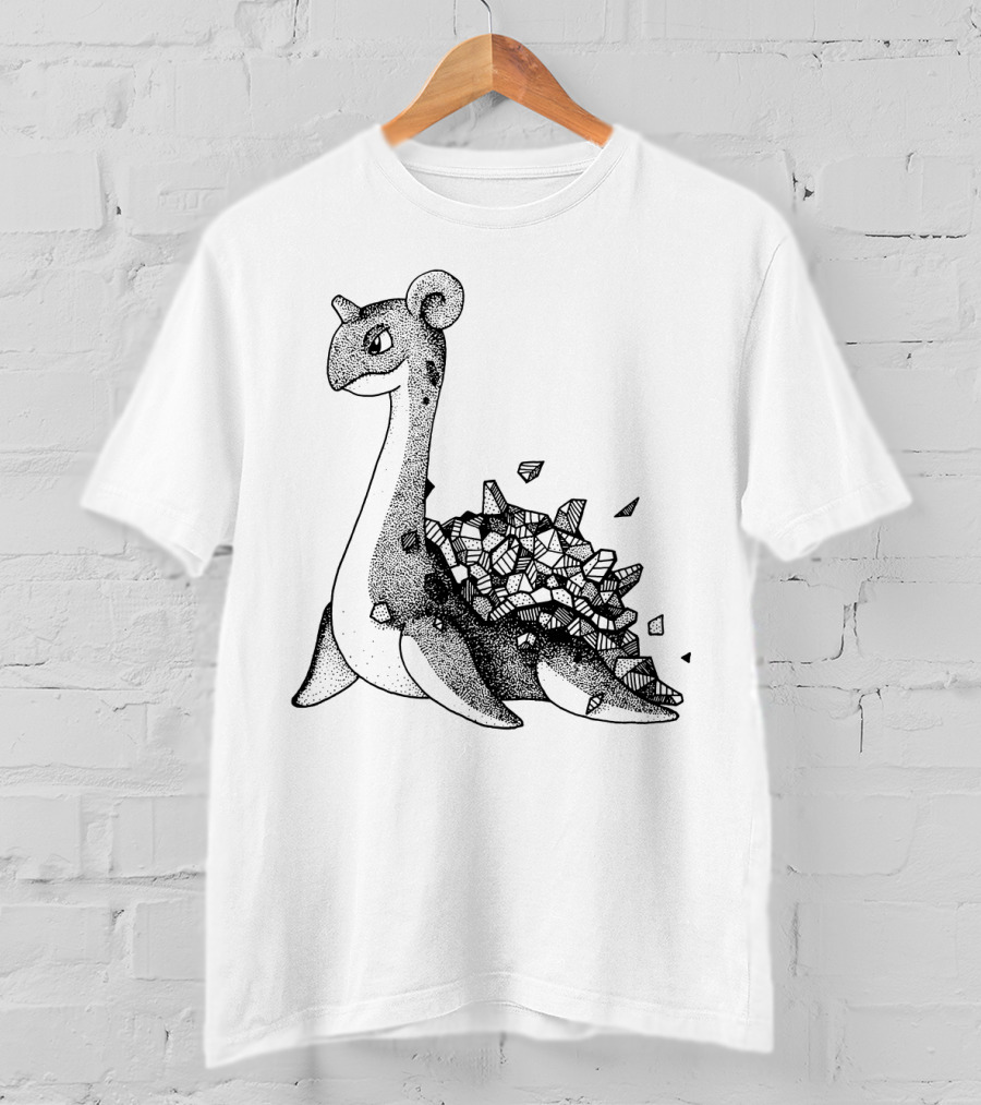 Geometric Style Lapras Pokemon Sketch T-Shirt
