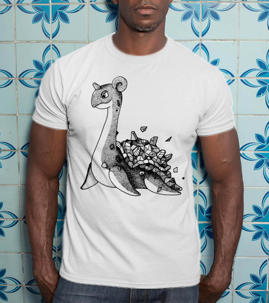 Geometric Style Lapras Pokemon Sketch T-Shirt