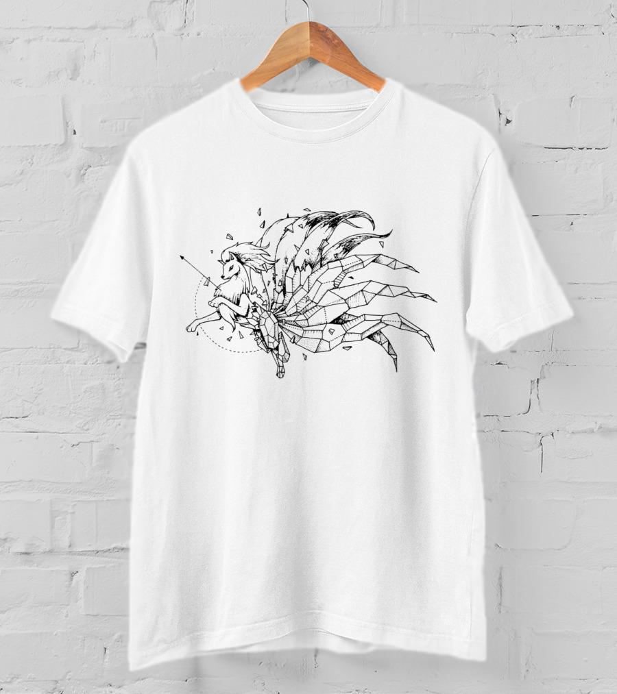 Geometric Pokemon Ninetails Line T-Shirt