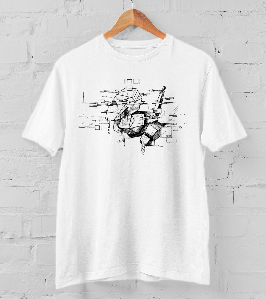 Geometric Pokemon Porygon Artistic Linework T-Shirt