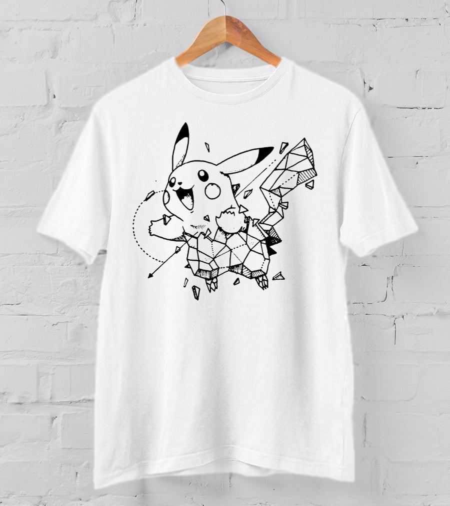 Geometric Pokemon Pikachu Outline Sketch T-Shirt