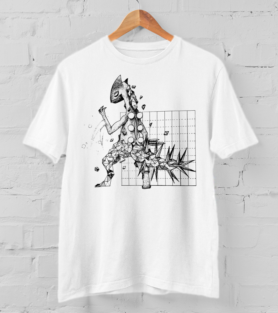 Geometric Pokemon Sceptile Dotwork Art With Spiky Tail T-Shirt