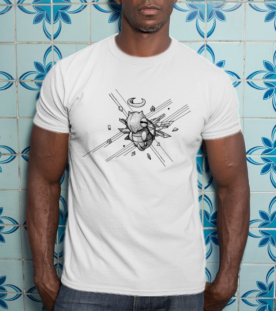 Geometric Pokemon Shedinja With Graphic Lines And Crystals T-Shirt