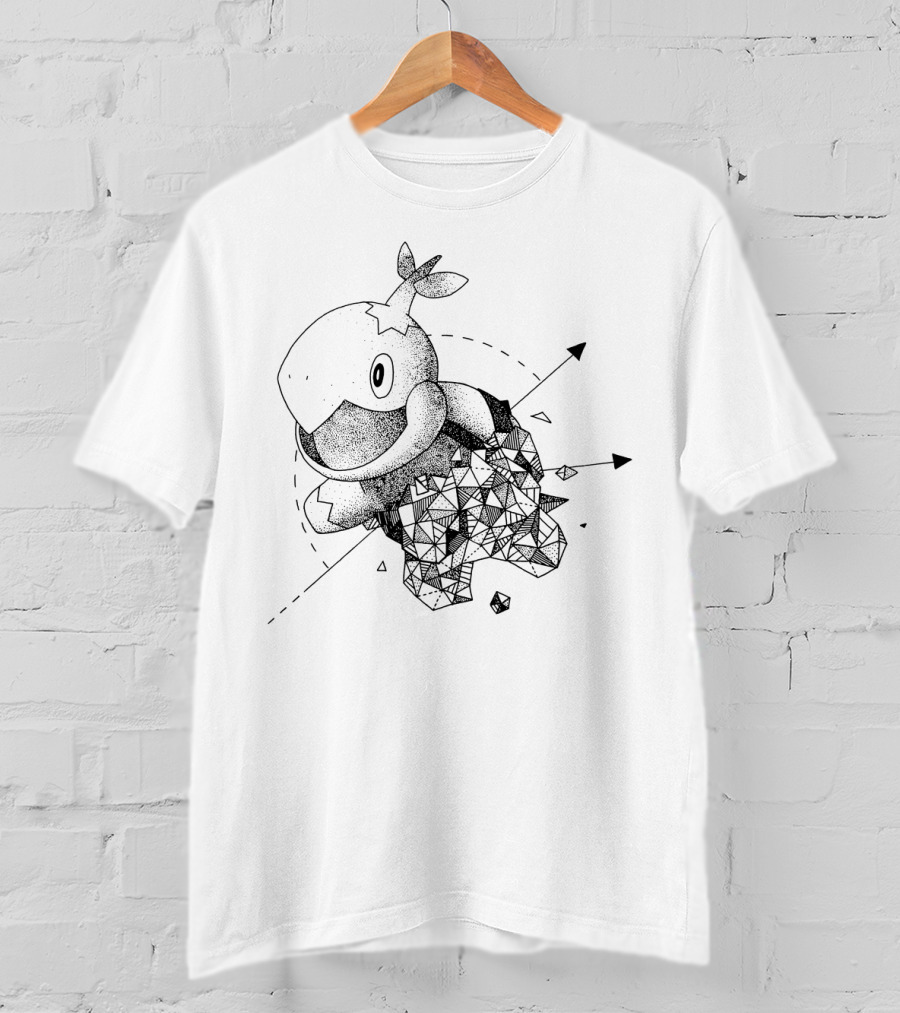 Geometric Pokemon Turtwig Dot Work Pointillism T-Shirt